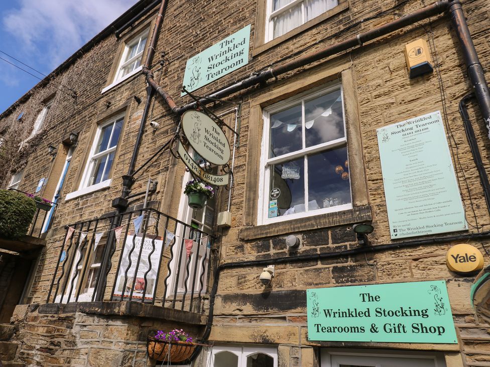 The exterior of The Wrinkled Stocking Tearoom in Holmfirth