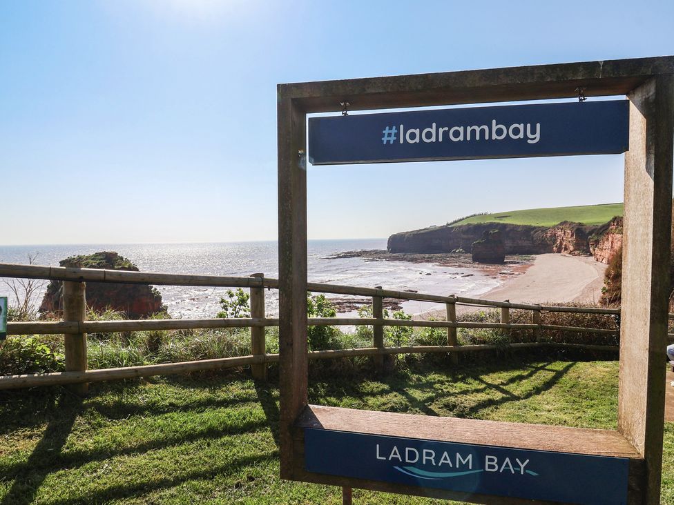 A view of Ladram Bay with cliffs and ocean at Ladram Bay Otterton