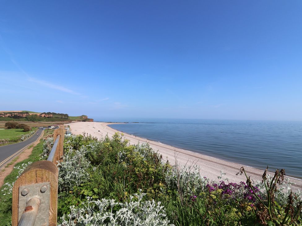 A view of the beach and ocean at Bordeaux in Ladram Bay Otterton
