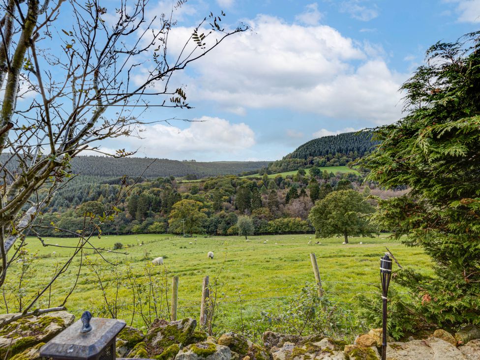 A view of a field with sheep and trees at Family Country Cottage with a private Valley View