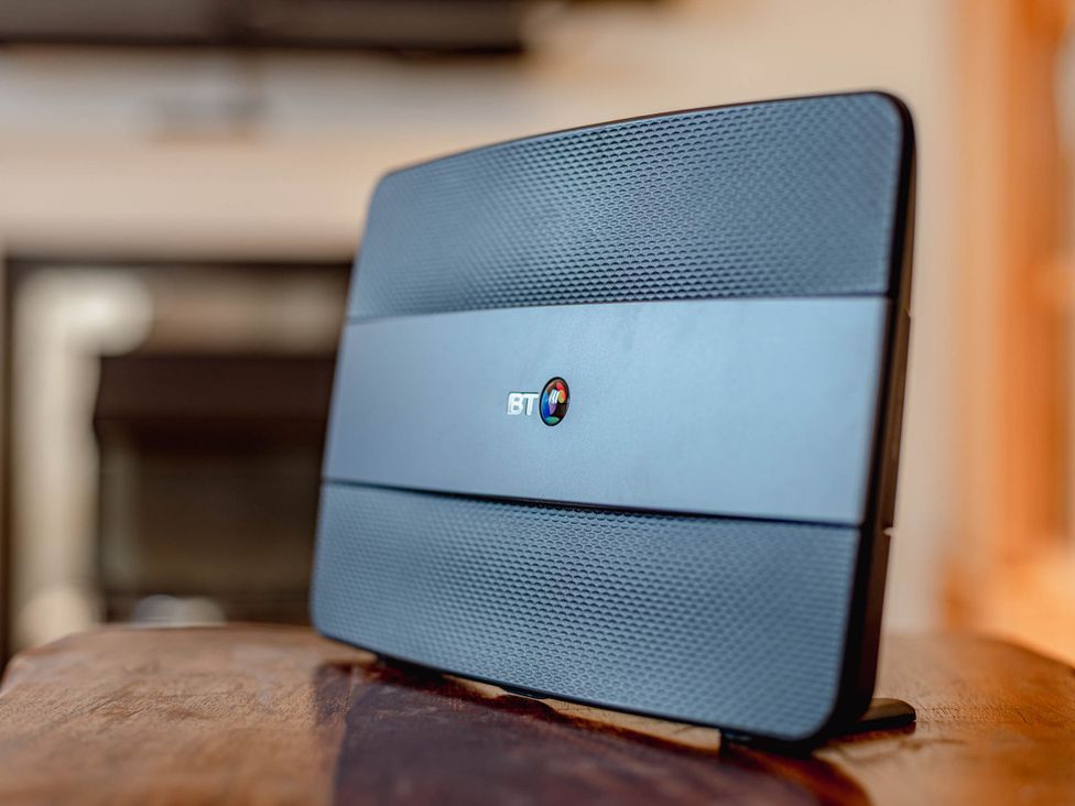 A BT router on a wooden table