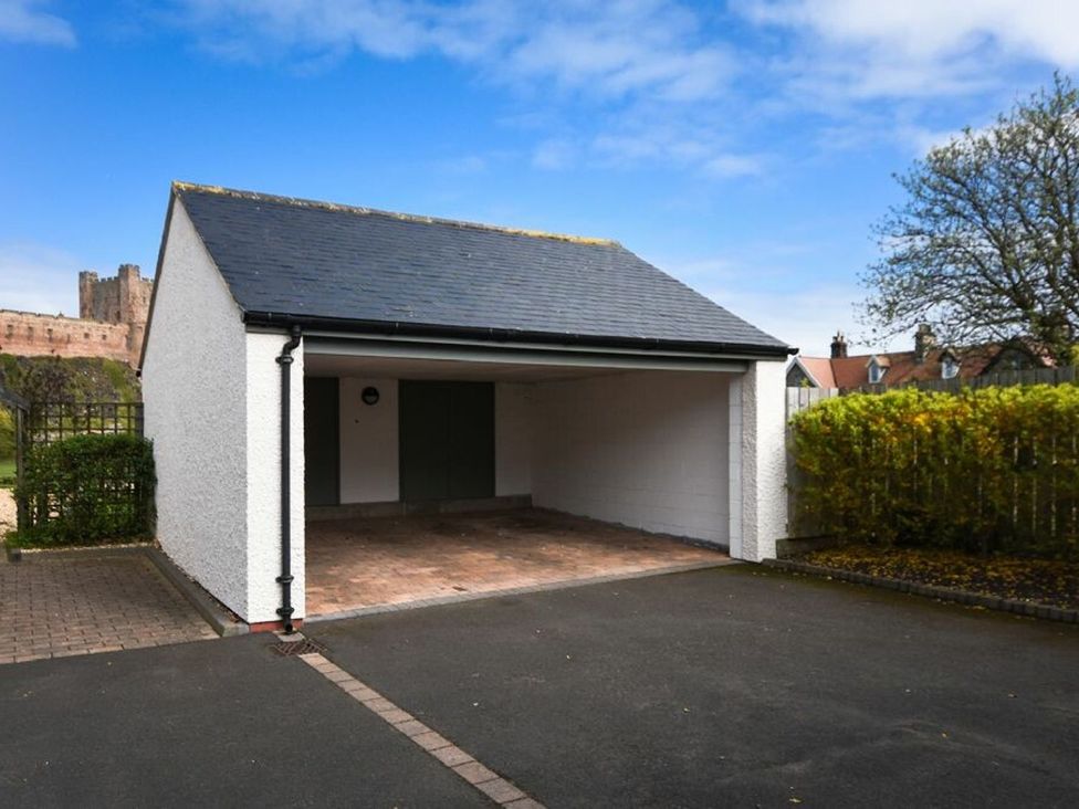 A garage with a paved floor at Northrawe in Bamburgh