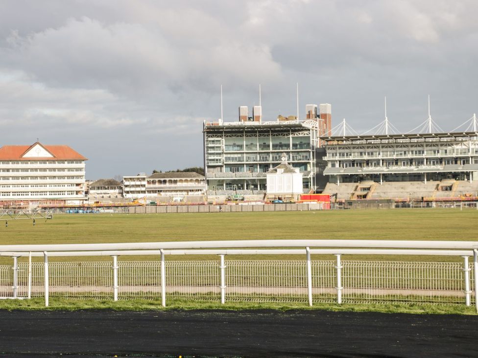 A racetrack with grandstands at Blacksmiths Retreat York