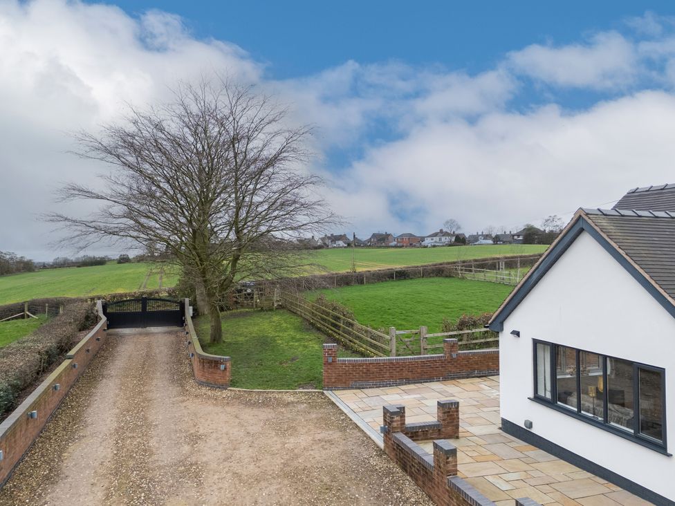 A view of the driveway and landscape at Greenacres Farm in Harriseahead near Mow Cop