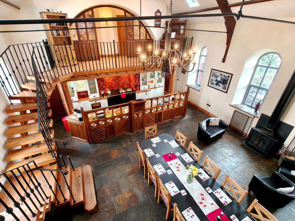 A dining room with a table and chairs at Kaber Chapel near Kirby Stephen
