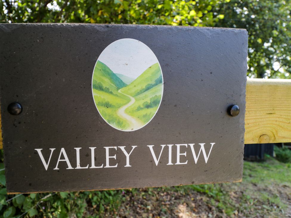 A sign displaying the name Valley View at Valley View Shepherd's Hut in South Molton