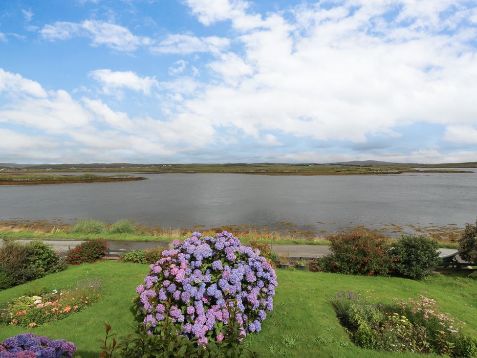A view of water and flowers at 3 Linshader in Stornoway