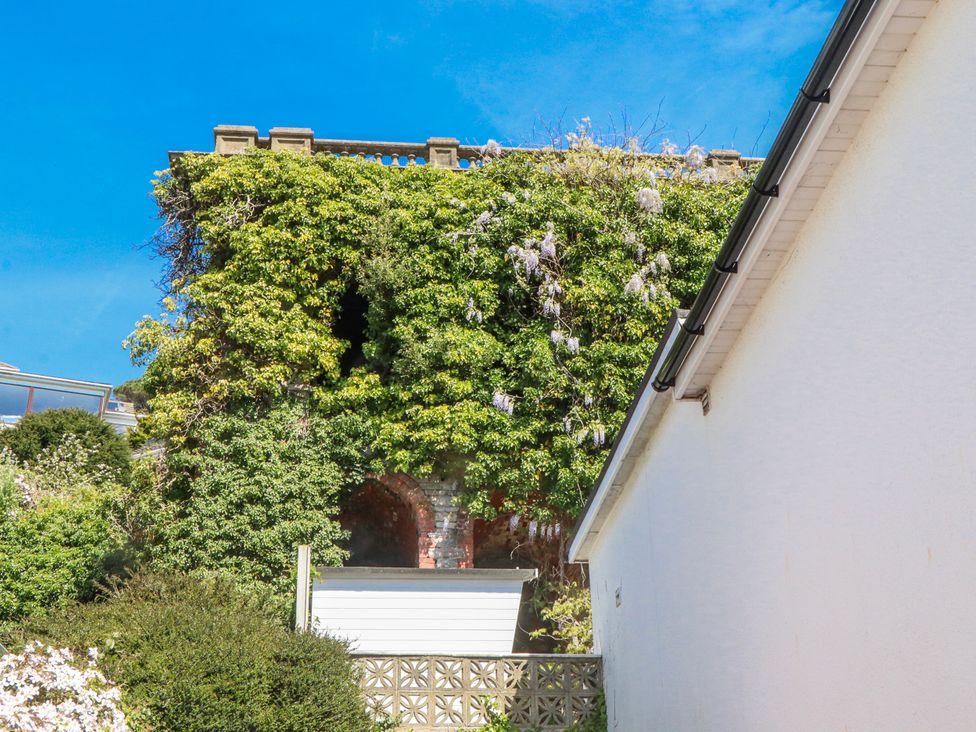 A building covered in vegetation at The Arches in Torquay