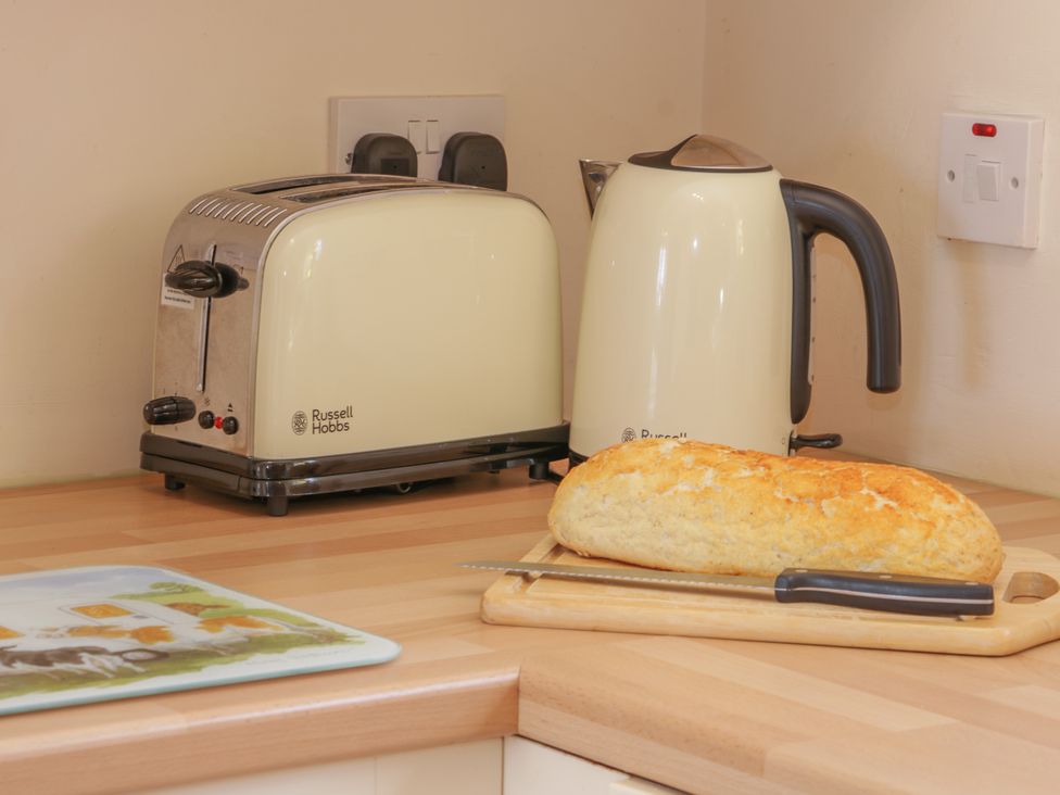 A kitchen with a toaster and kettle at Herdwick Cottage in Much Wenlock