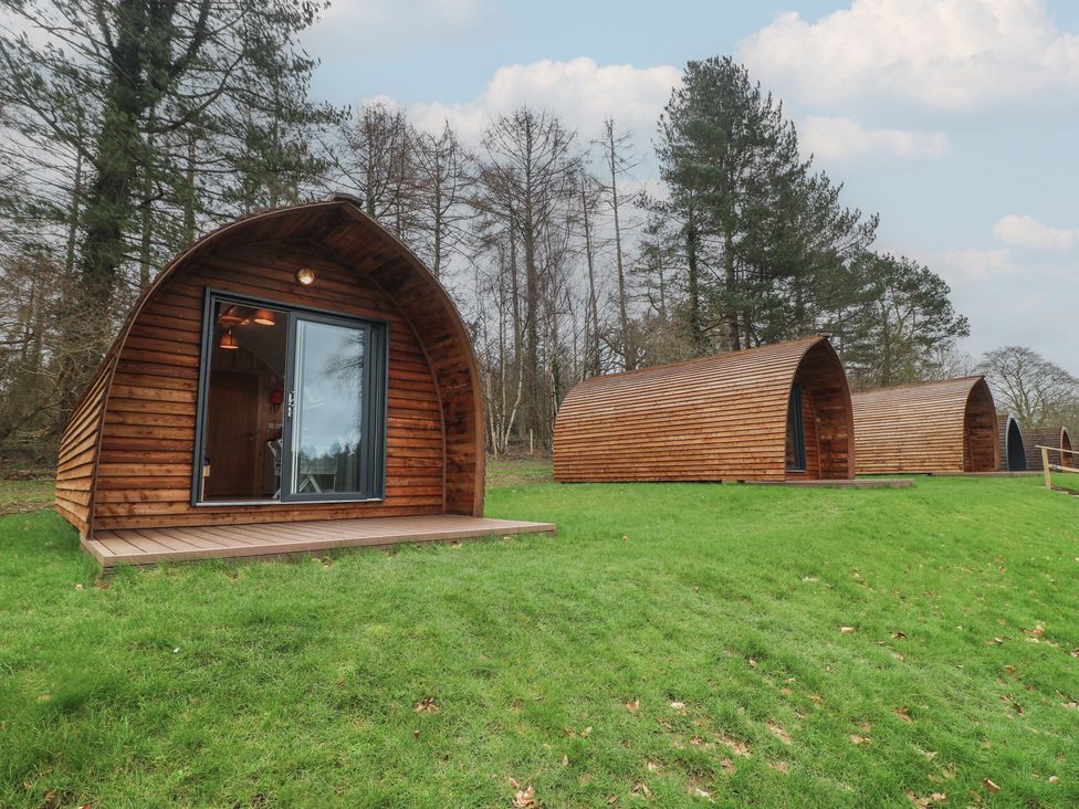 Wooden cabins on grass at Bracelands - Deluxe Pod 6 in Coleford