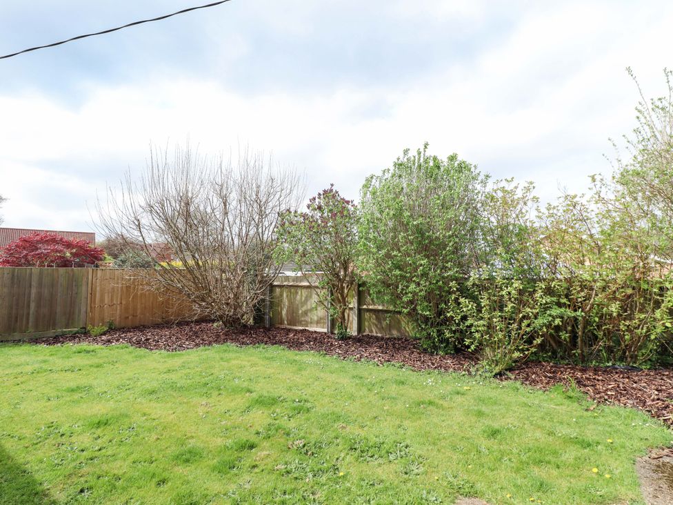 A garden with trees and grass at Field View in North Walsham