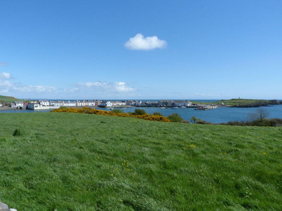 A view of a harbor with boats and houses near the water at 15 Laigh Isle