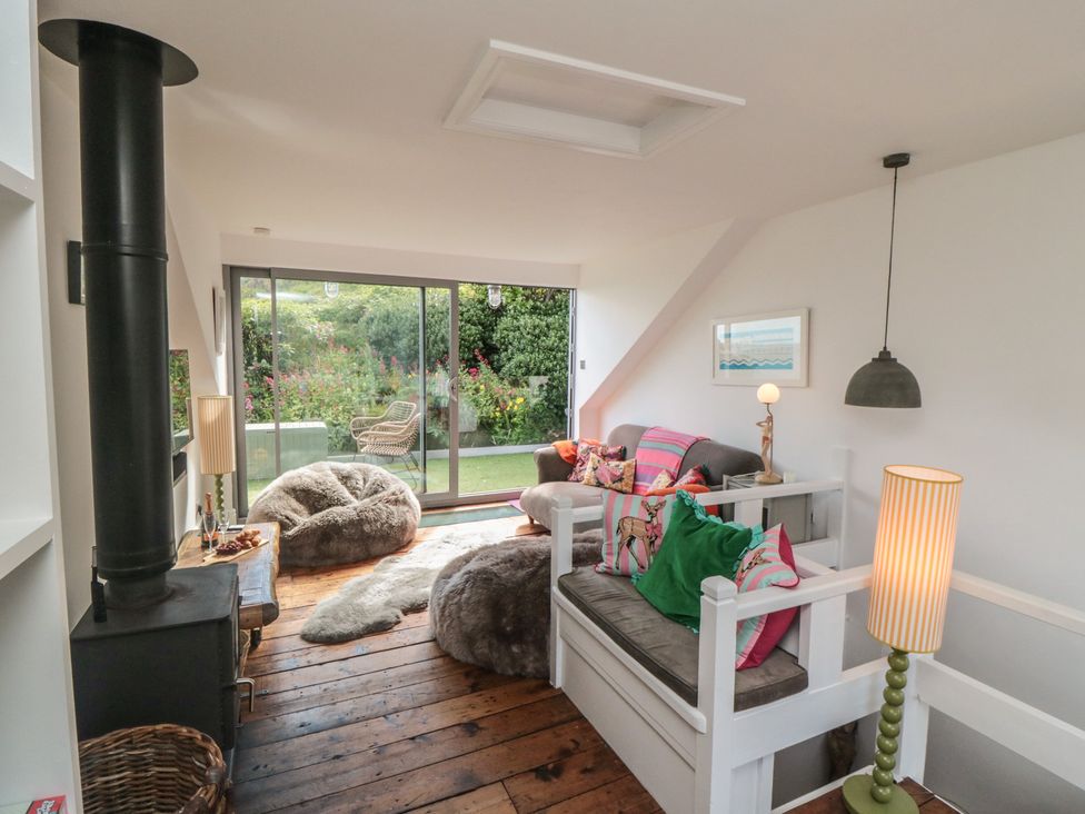 A snug with a sofa and bean bags at Hillsover in Saltburn-by-the-Sea
