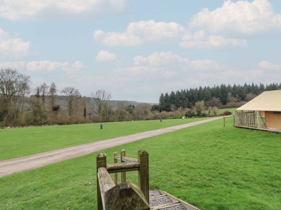 A tent and grassy area with a path at Bracelands - Safari Tent 4 near Coleford