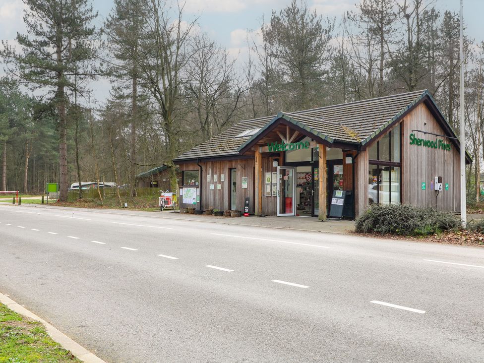 A welcome center building at Sherwood Pines in Mansfield