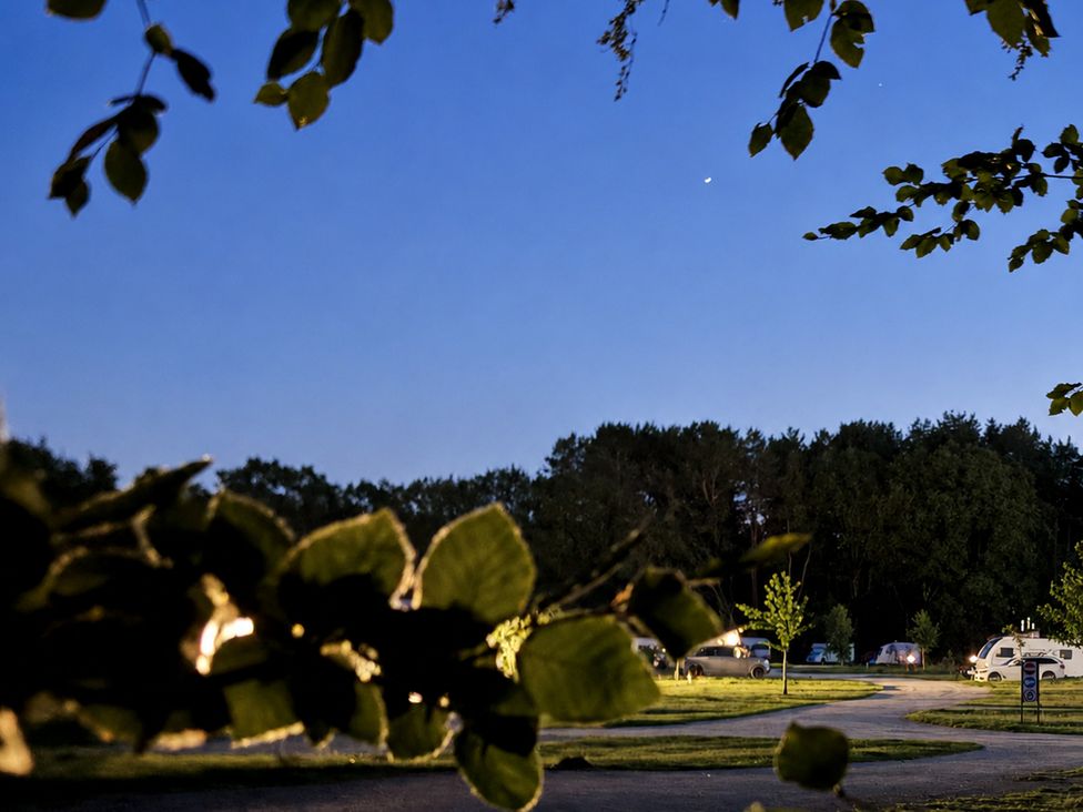 A park with caravans and trees at Sherwood Pines - Deluxe Pod 1 near Edwinstowe