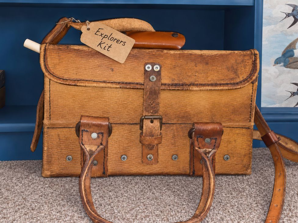An explorer's kit bag with a tag at Corner Cottage in Lowick Green near Ulverston