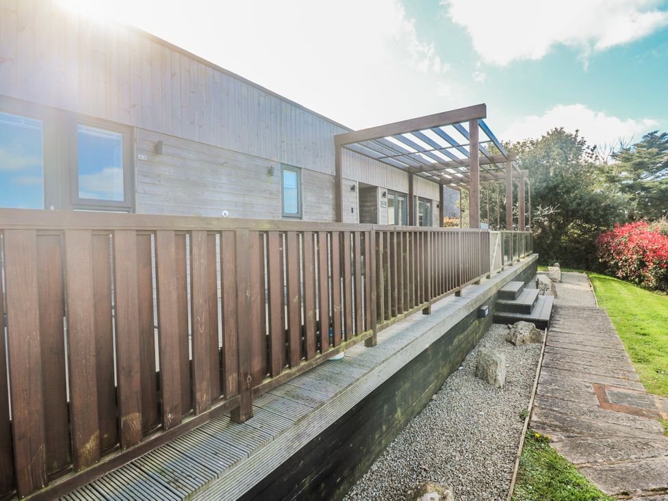 An outdoor area with decking and steps at Warleggan Redruth