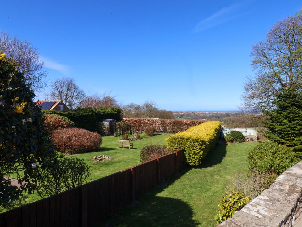 A garden with bushes and a bench at Annie's Place in Sleights