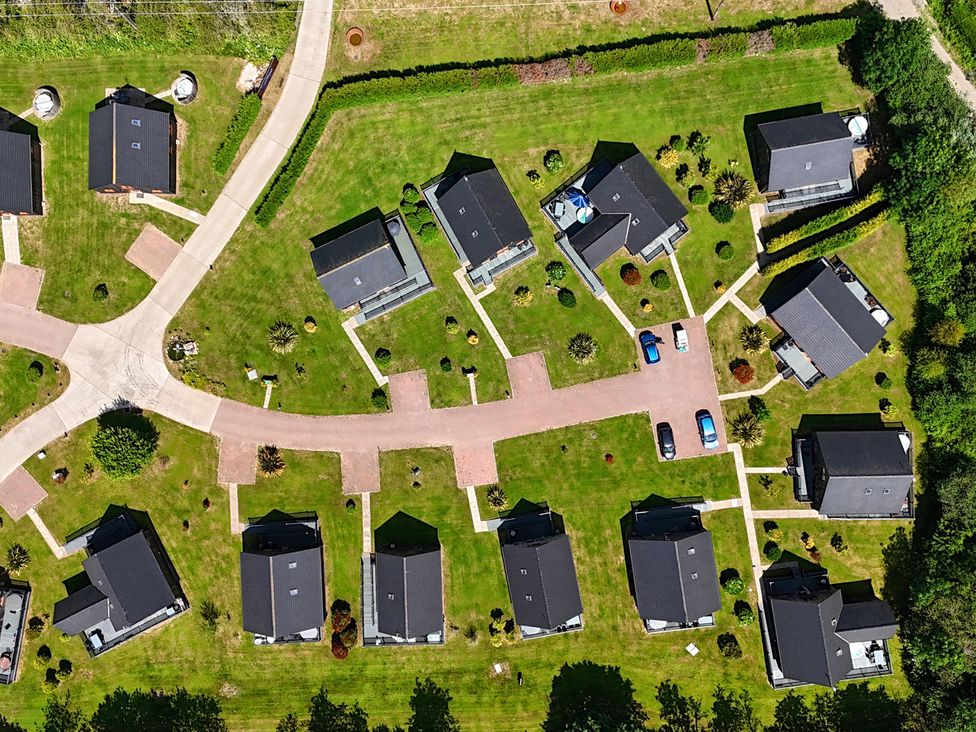 An aerial view of residential neighborhood layout at Lodge 4 near Brigg