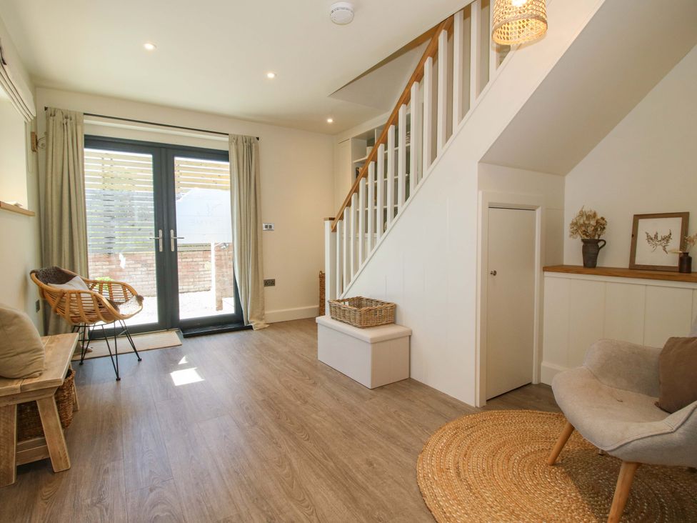 An entryway with staircase and door at Thyme Away in Bucknell