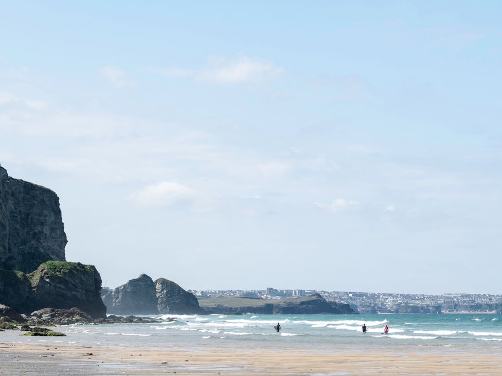 A beach scene with people in the water at Josephine MB37 in Newquay