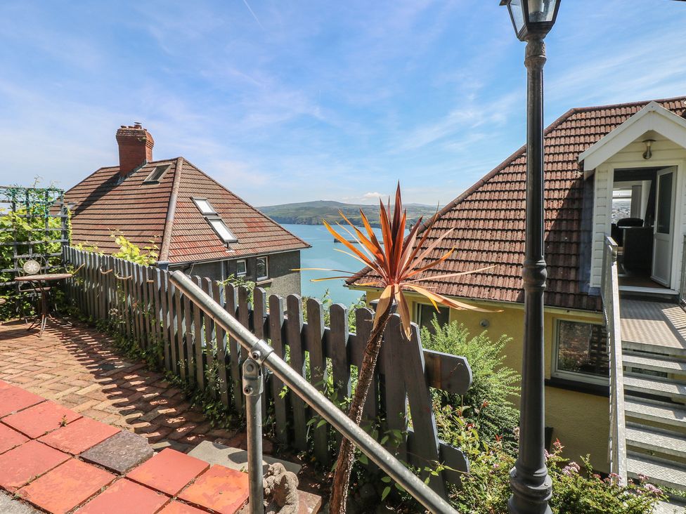 An outdoor area overlooking a water body at Seaside Steps in Goodwick