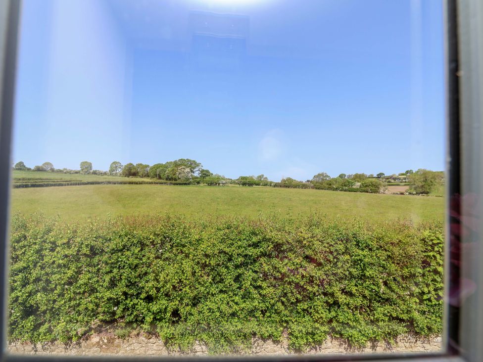 A view of a field with trees and a blue sky at Pen Y Grisiau in Mold