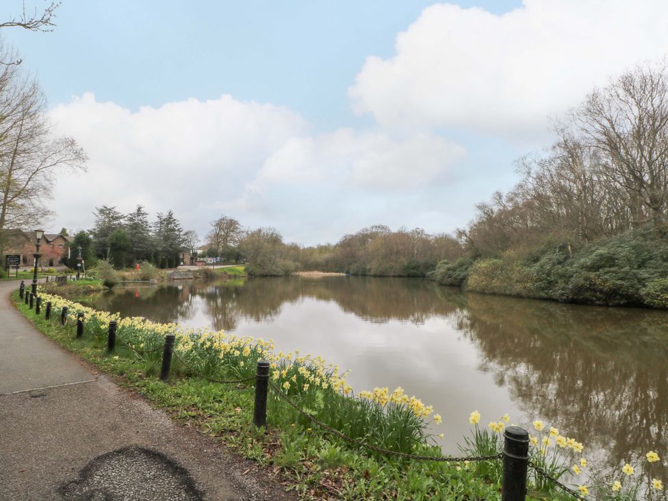 A path by a river with flowers and trees at 2 bed no. 2 Chorley