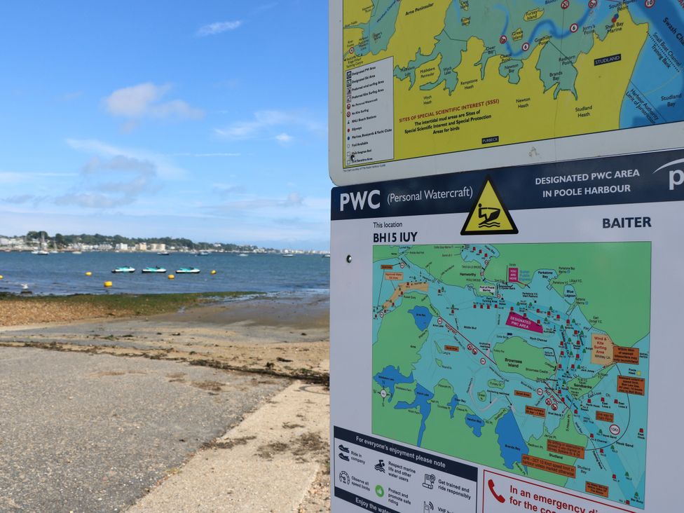 A sign displaying a map of a watercraft area near Baiter at 73 Pennywell Gardens New Milton