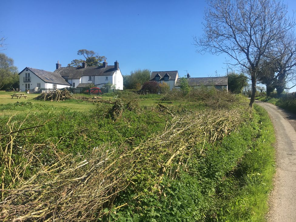 A view of houses and a road at Wren Cottage in Cowbridge