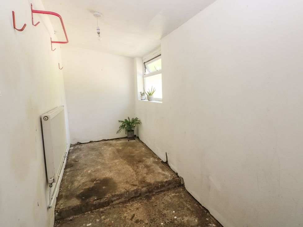 A utility room with a radiator and plant at Daffodil Cottage in Blaencwm near Treorchy