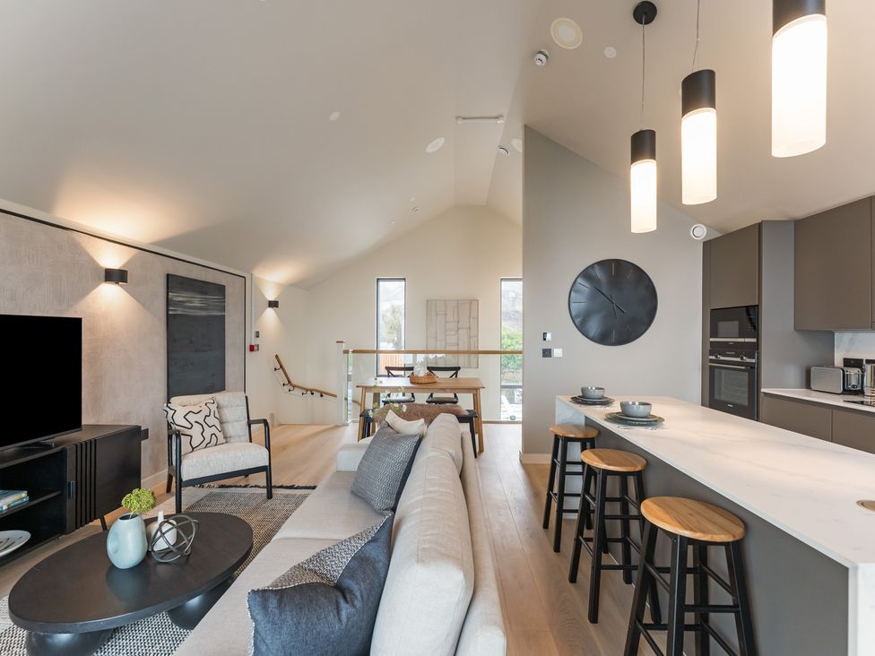 A living room with a sofa and coffee table at tbc in St. Ives