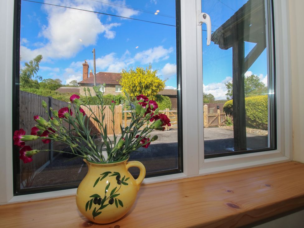 A window with flowers in a pot at Onny Views Craven Arms