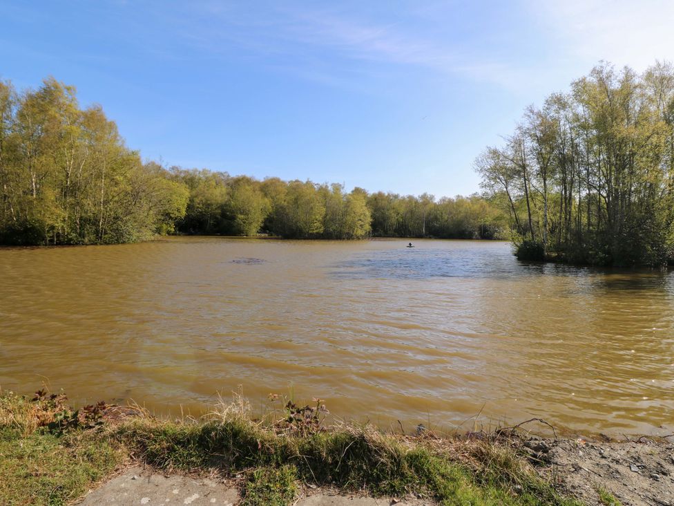 A lake surrounded by trees at Bron Eifion Pod 4 Criccieth