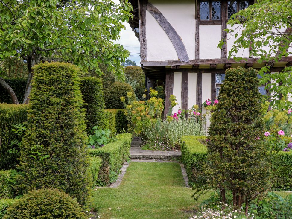 A garden with flowers and hedges at Dukes Place