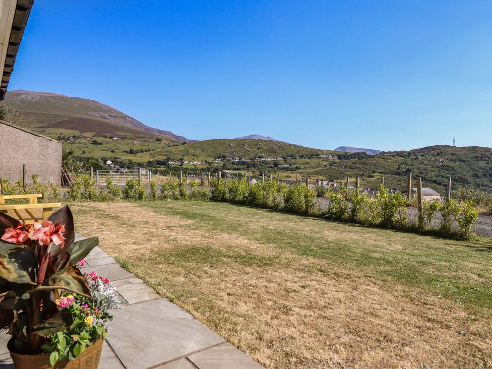 A garden with a plant and grass area at Tyn Y Weirglodd in Deiniolen