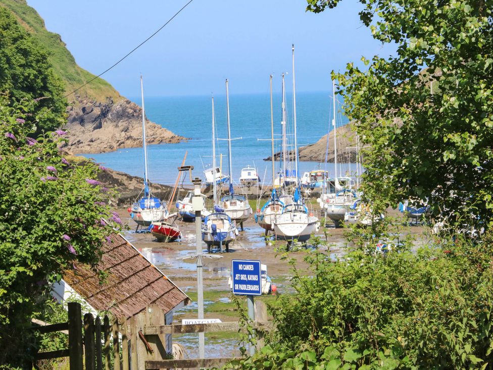 Boats moored in the harbor at Seagull Lodge Watermouth near Combe Martin