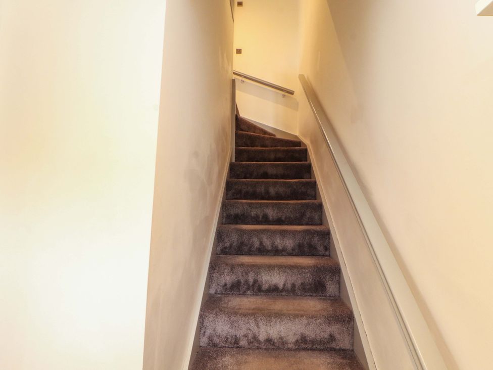 A staircase with carpeted steps at 11 The Forge in Brampton