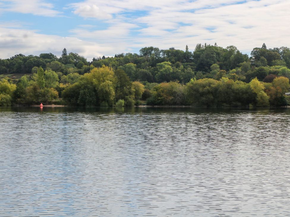 A lake surrounded by trees at Mallard Lodge in Marlow