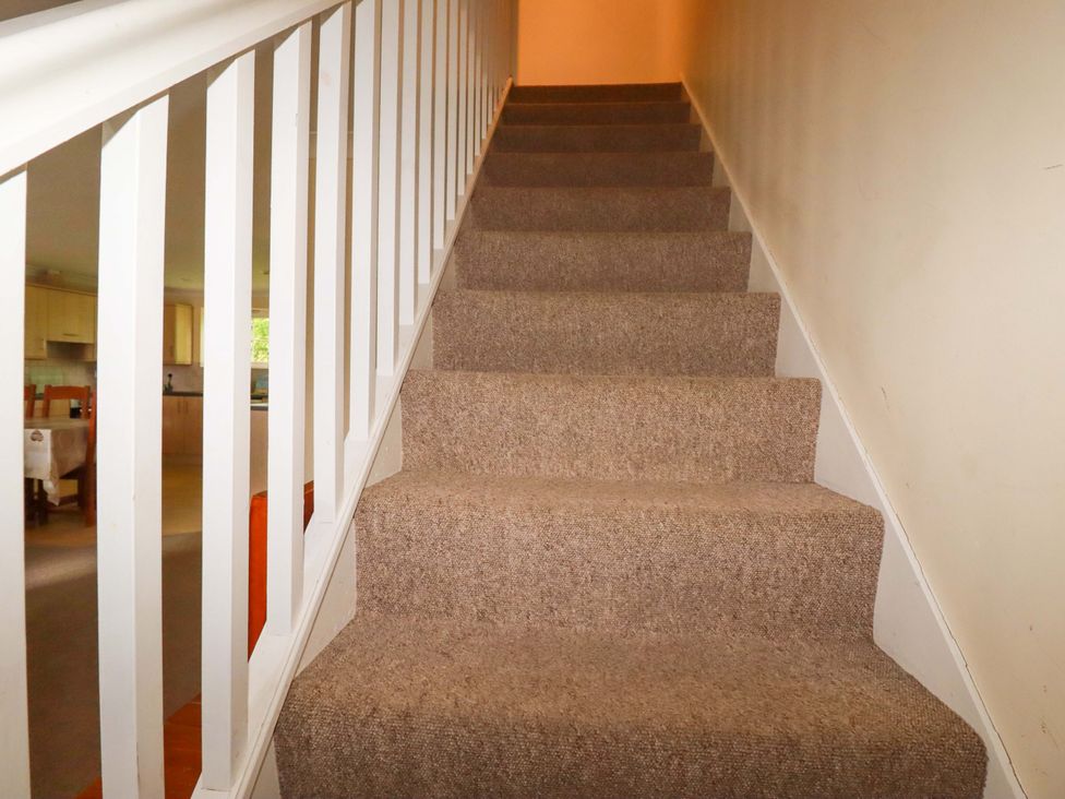 Stairs with carpet and handrail at 4 bed number 20 in Newquay