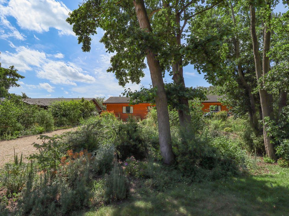 A garden with trees and a house at 80 Pentney Lakes in Pentney near King's Lynn