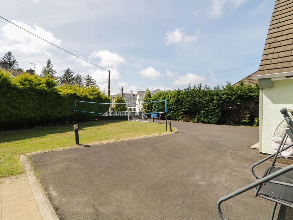 An outdoor space with a volleyball net and pathway at 59 Nursery Avenue Coleraine