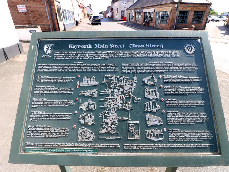 An information board with a map of Keyworth Main Street at 27a Wolds Drive Nottingham