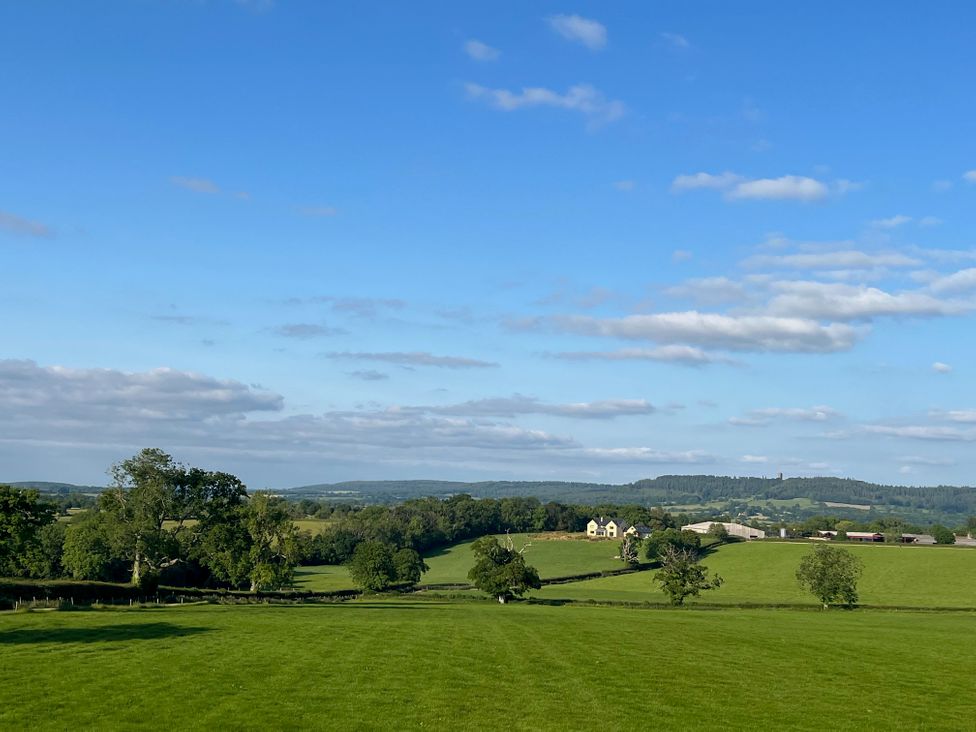 A field with trees and a farmhouse near Bruton