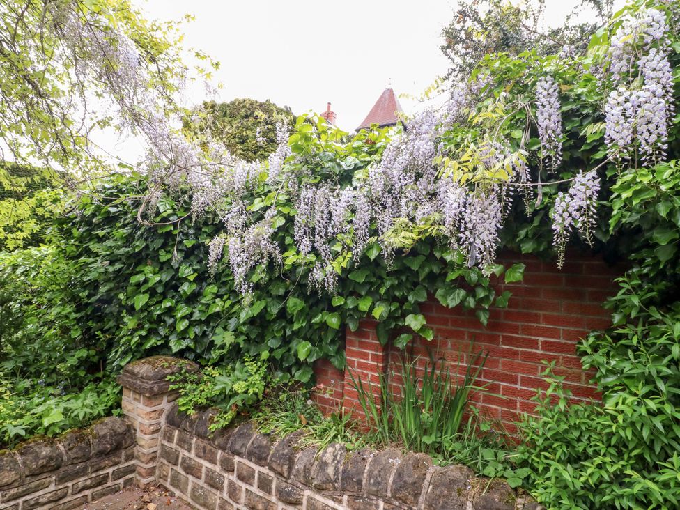 A garden with flowering plants and a brick wall at Annex at 3 Lucknow Drive Nottingham
