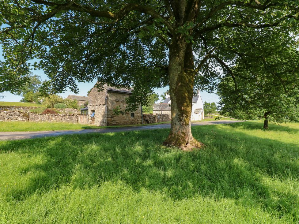 An outdoor view featuring a tree, grass, a road, and buildings at The Brew House in Penrith