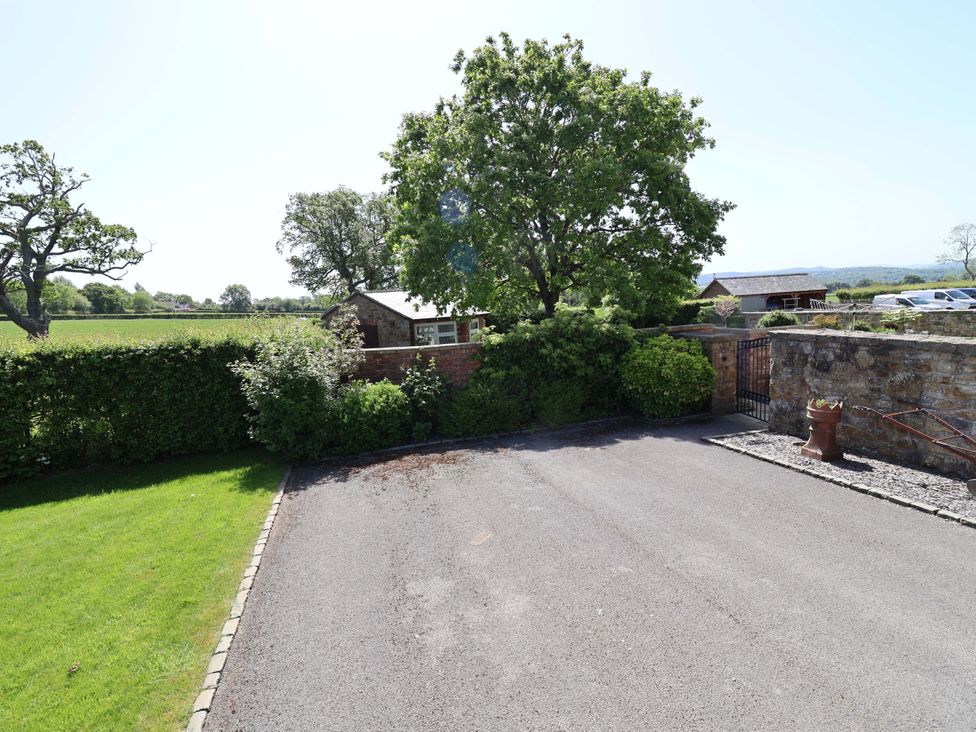 A garden with a tree and a gravel area at Ty Haf in Rhosemor