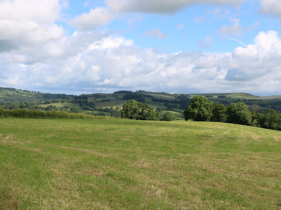 A landscape with grass and trees at Hawks View Caravan in Macclesfield