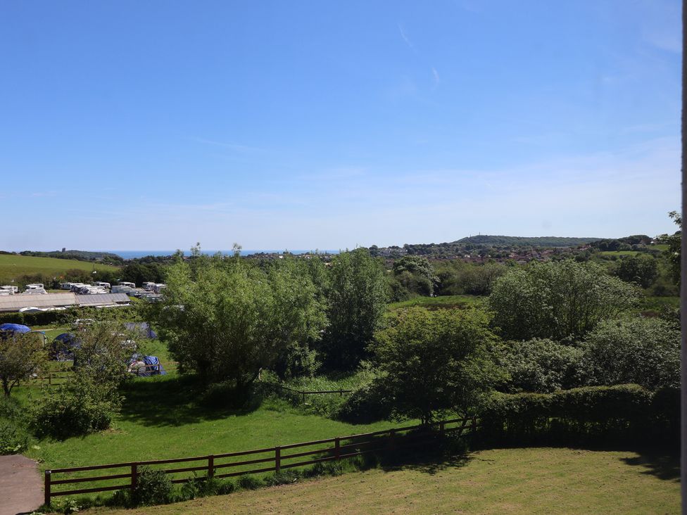 A landscape view with trees and caravans at Sea View in Scarborough